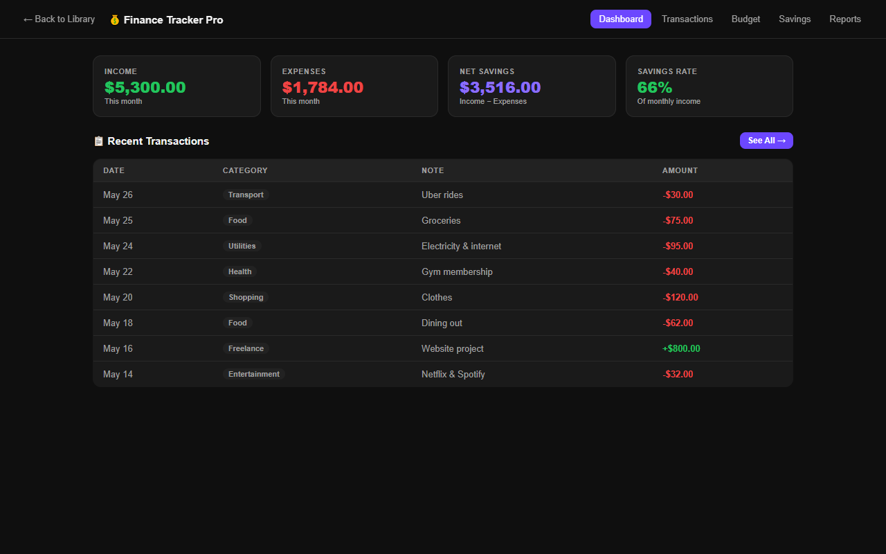 Finance Tracker Pro
